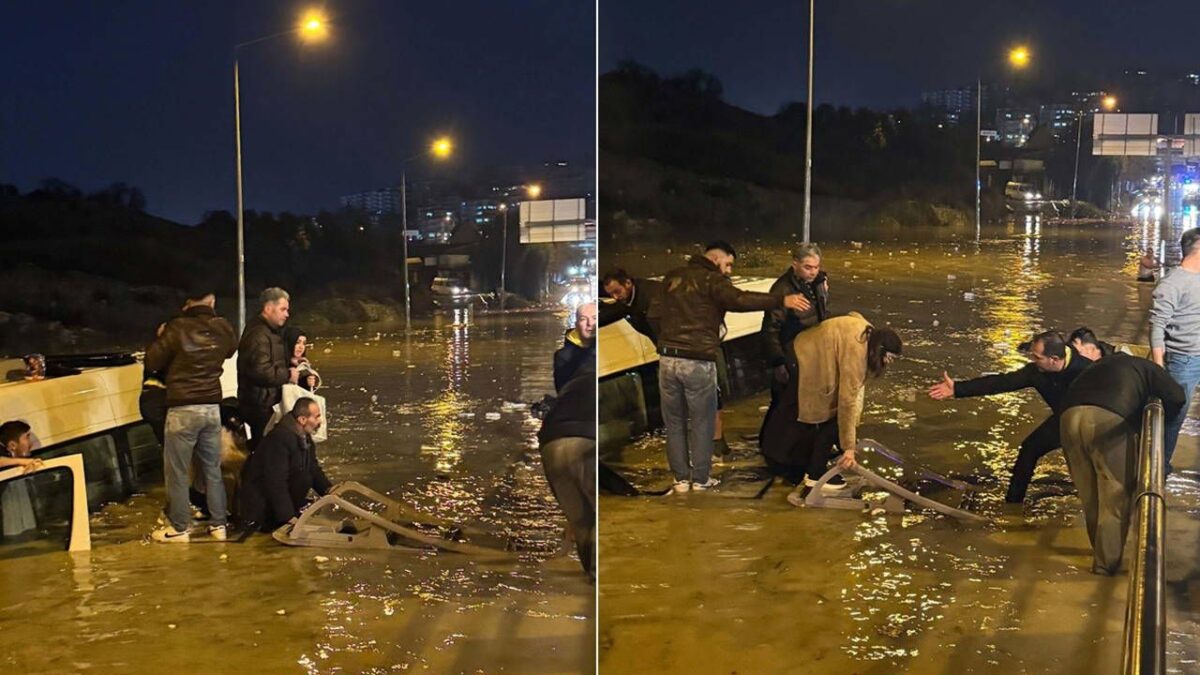 Aydın’da minibüsteki yolcular suya gömüldü