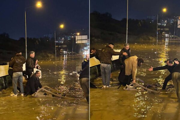 Aydın’da minibüsteki yolcular suya gömüldü